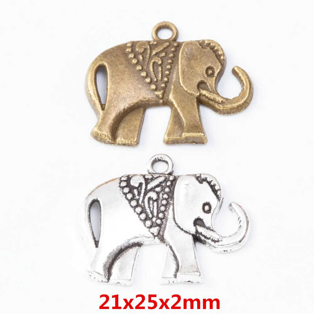 

35 pieces of retro metal zinc alloy elephant pendant for DIY handmade jewelry necklace making 7500