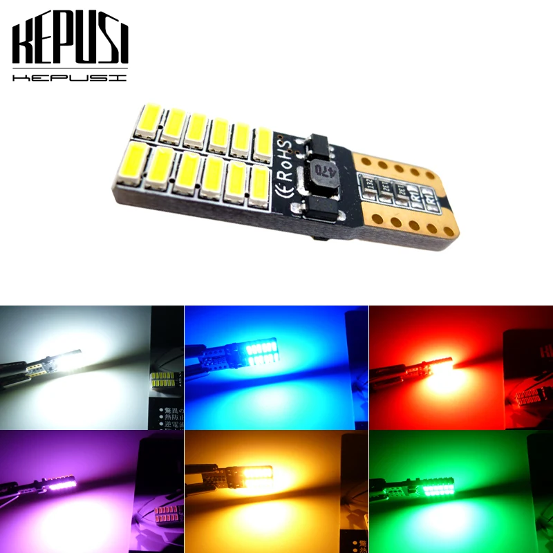 

Лампы Canbus T10 с 4014 SMD 24 светодиодными лампами для салона 194 168 W5W Лампа Белая без ошибок OBC Янтарный красный синий белый