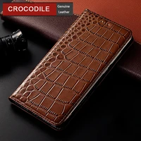 crocodile genuine leather case for xiaomi mi note 10 2 3 max 2 3 pro mix 2 2s 3 4 civi poco c31 flip cover mobile phone cases
