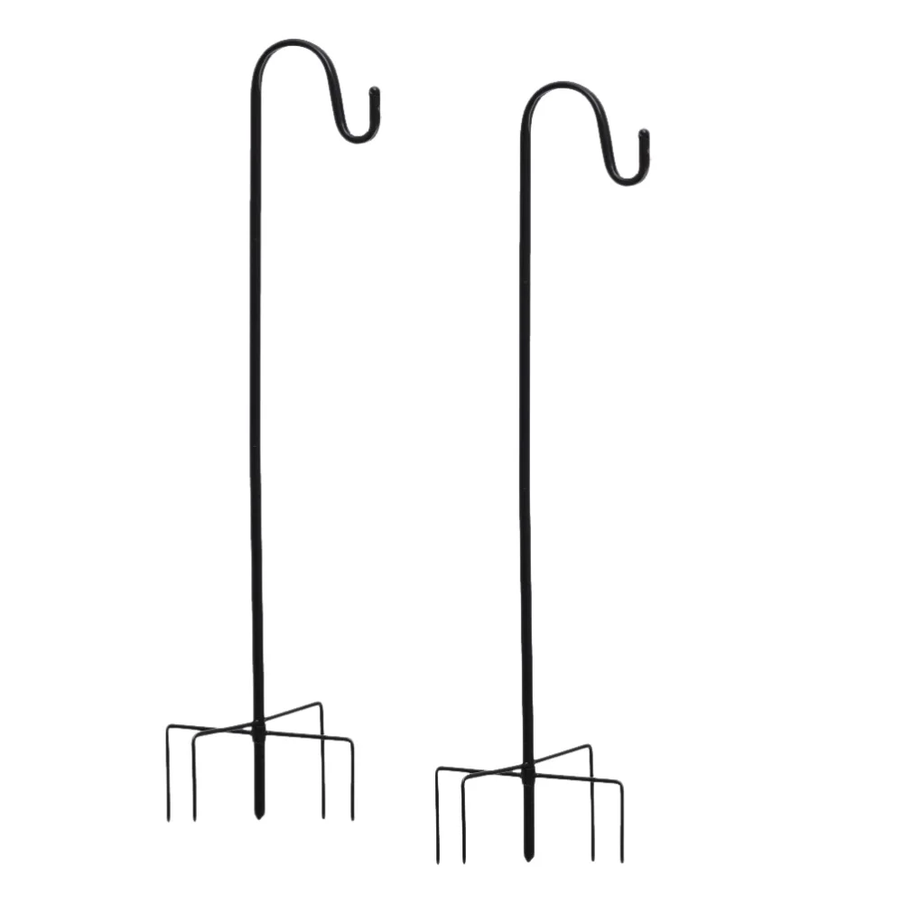 

2Pcs Shepherd Hooks Flowerpot Hook Garden Decoration Outdoor Plant Stand (Black)