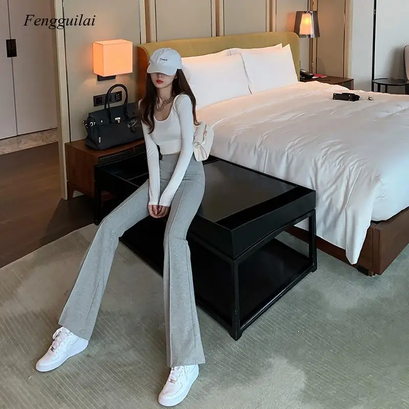 

Casual Thick Elastic Waist Female Wide Leg Sweater Pants Winter Loose Warm Knitted Pants Women Floor-Length 2021