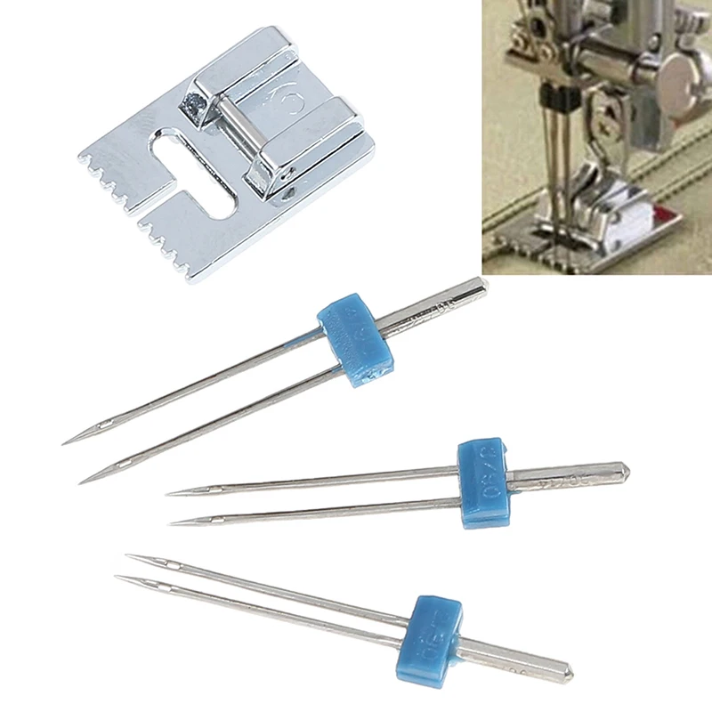 

3pcs/set Double Twin Needles Wrinkled Sewing Presser Foot for Brother Sewing Machine Parts Sewing Tools 2/90 3/90 4/90 Sizes