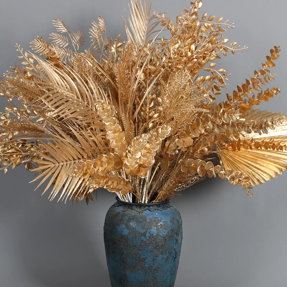 

Golden Artificial Plant Leaf Decoration Home Party Wedding Flower Arrangement Decoration Golden Artificial Plant Christmas Decor