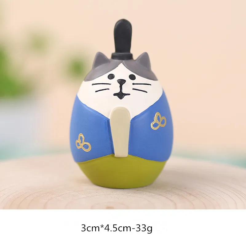 cat blue 1 шт. японский стиль Kawaii Cat миниатюрные фигурки украшения для дома аксессуары Смола ремесло настольные украшения - Цвет: cat blue