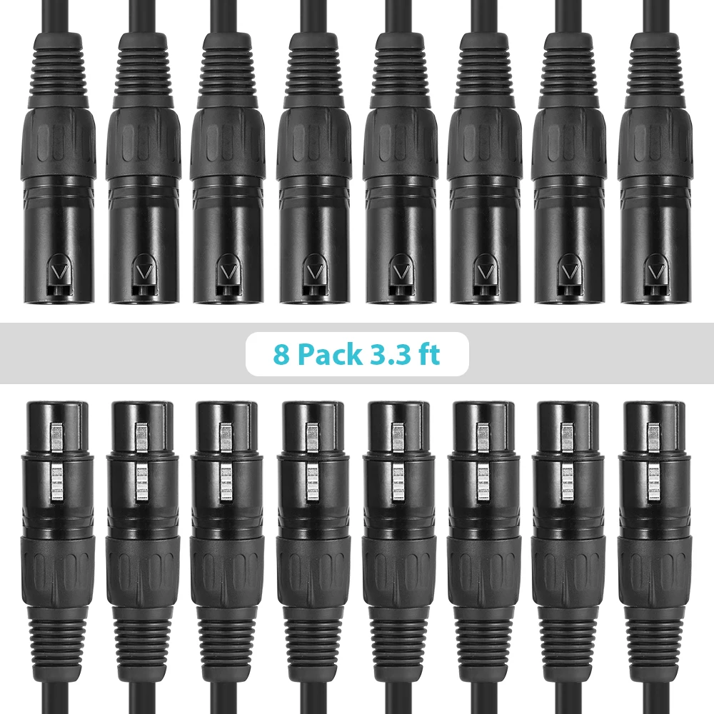 Ammoon 1M/2M 4/8 шт. кабель XLR DMX сценический светильник 3-Pin зарядный с разъемом папа