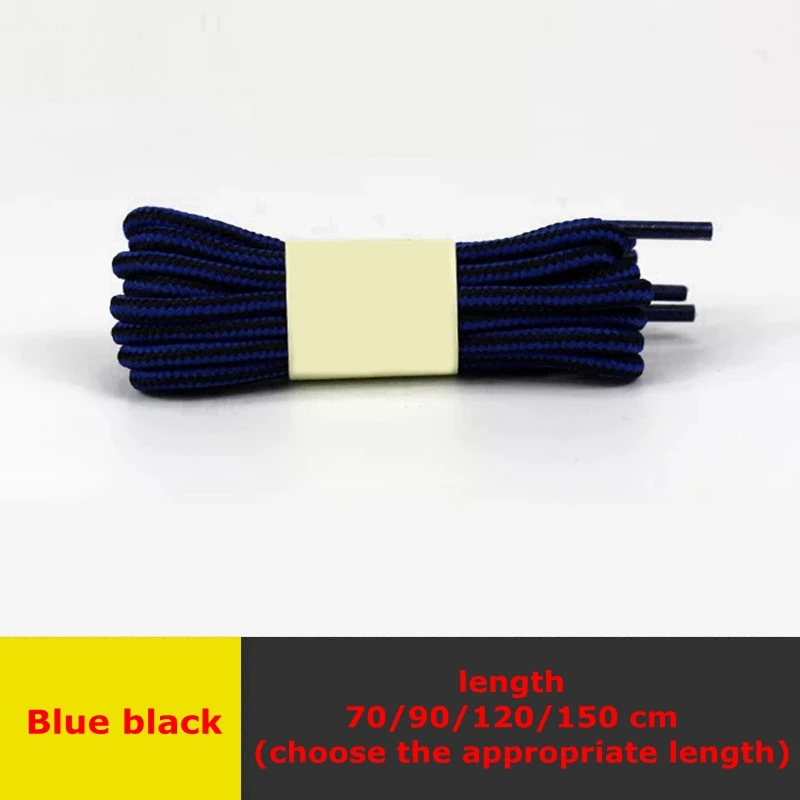 Blue black 1 пара круглых шнурков, полосатые двухцветные шнурки для обуви, высококачественные кожаные ботиночки унисекс, шнурки для отдыха на открытом воздухе - Цвет: Blue black