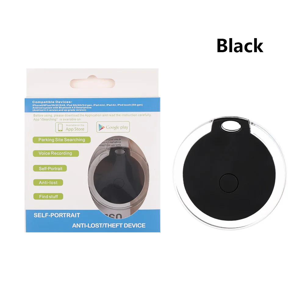 black Модный смарт-тег, мини Водонепроницаемый Bluetooth GPS трекер, локатор, устройство для поиска ключа для домашних собак, кошек, ключей, кошелек, сумка для детей - Цвет: black