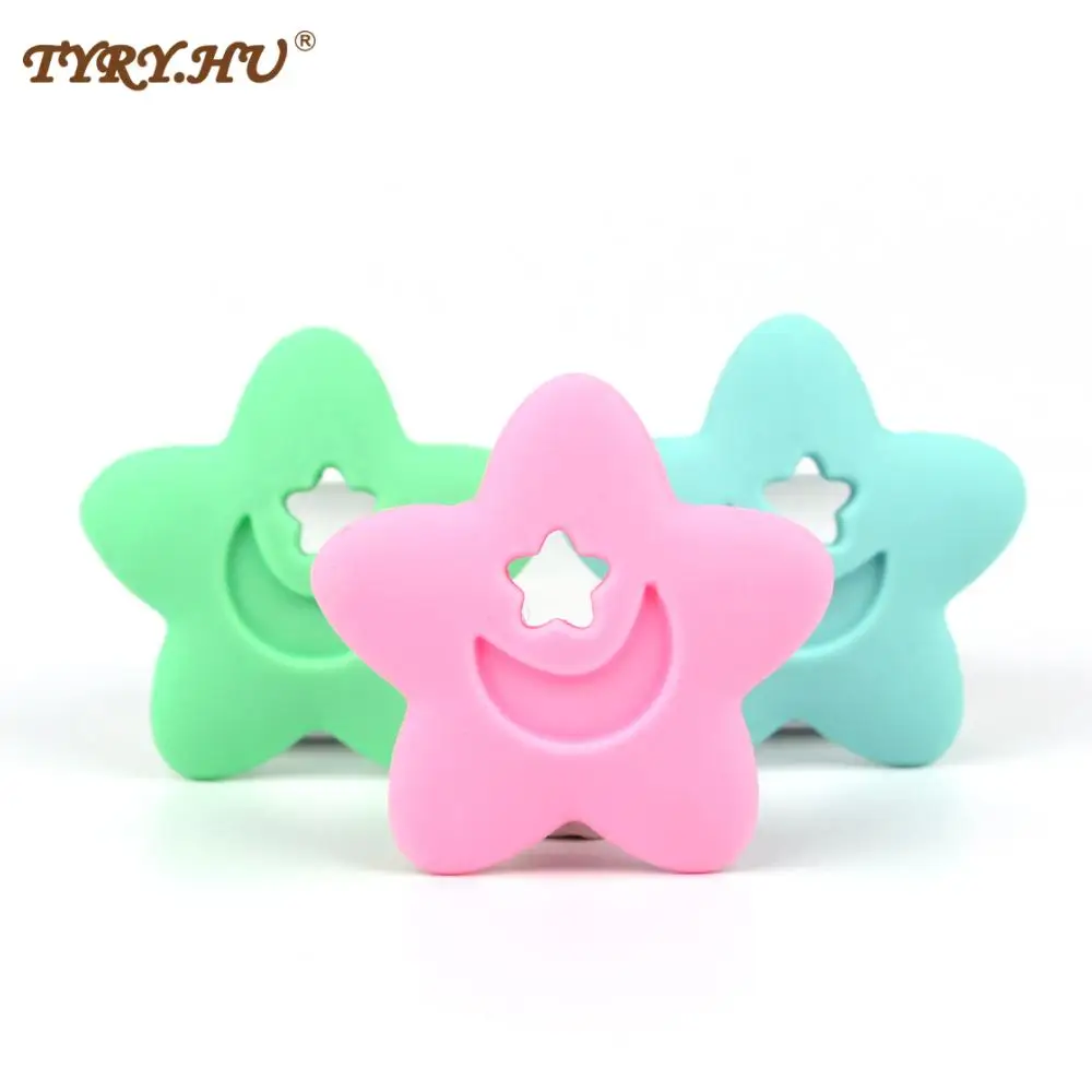 

TYRY.HU Stars Silicone Teether Baby Teethers Food Grade Baby Teething Toys For Pacifier Chain Necklace DIY Accessories