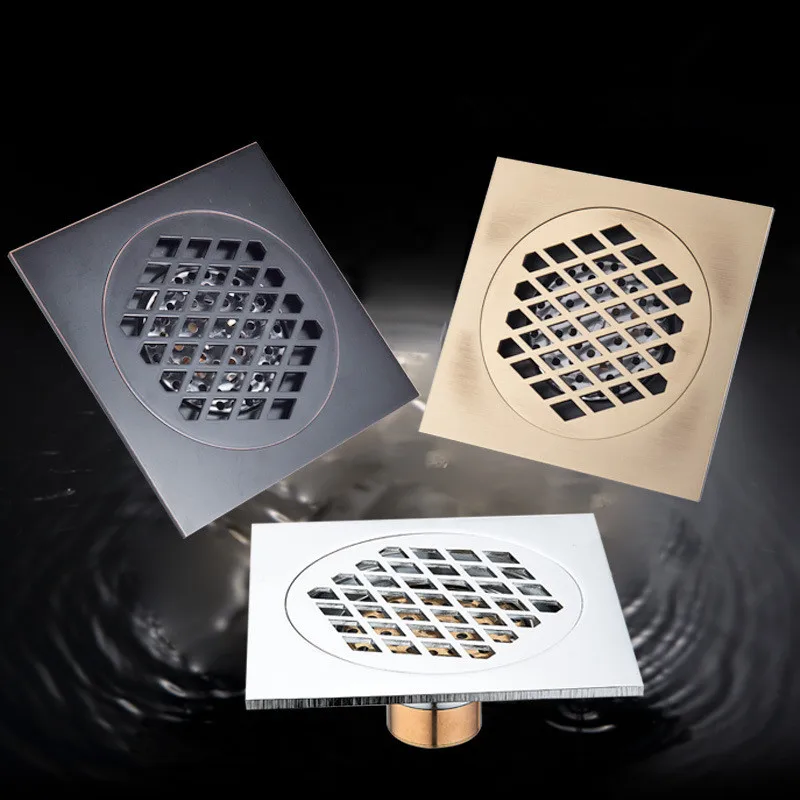 

Floor Drain Black Square Bath Drains Bathroom Building Material Filtration Deodorization Shower Drain Hardware Drain Stopper