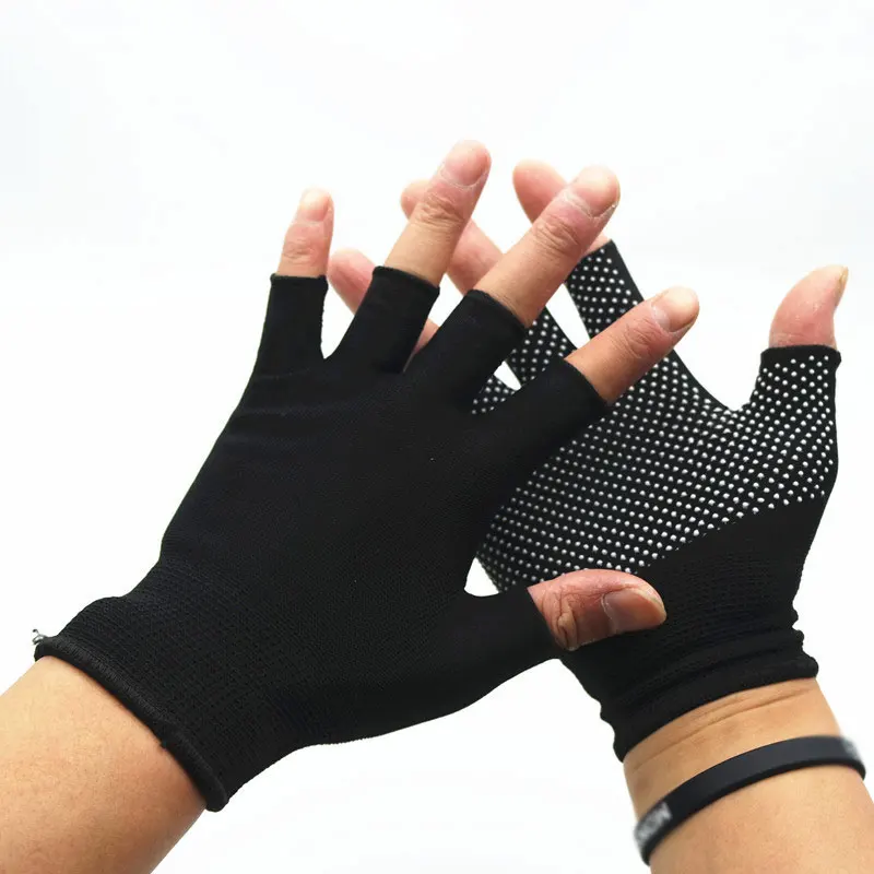 

Unisex Nylon Gloves Breathable Anti-skid Non-Slip Silicone Gloves for Motorcycle Riding Touch Screen Gloves Fingerless Mittens