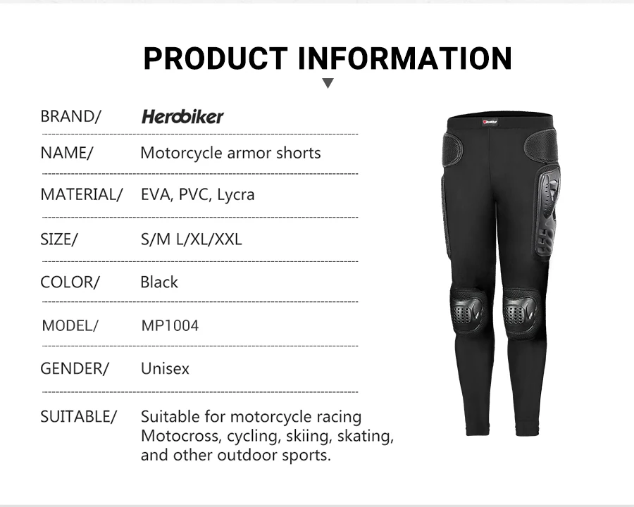 HEROBIKER мотоциклетные штаны длинная броня для мотокросса катания на лыжах