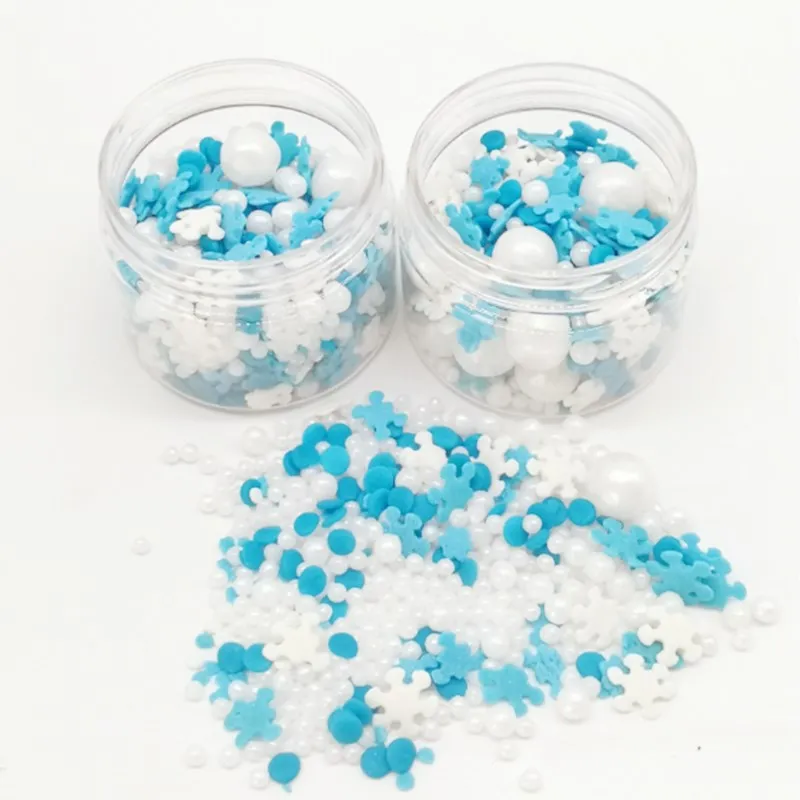 35 г Рождественский торт Снежинка украшения синий и белый съедобные жемчужные