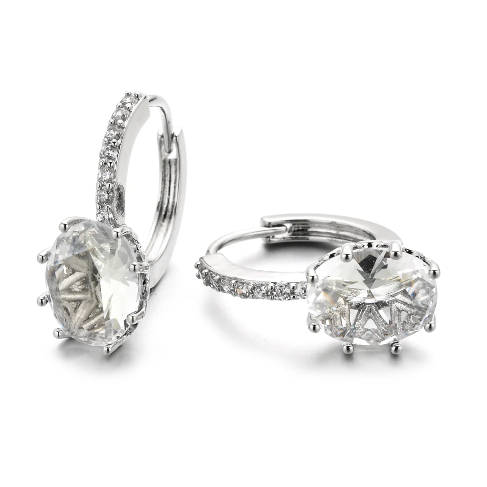 Европейские и американские модные простые циркониевые серьги в форме яйца для