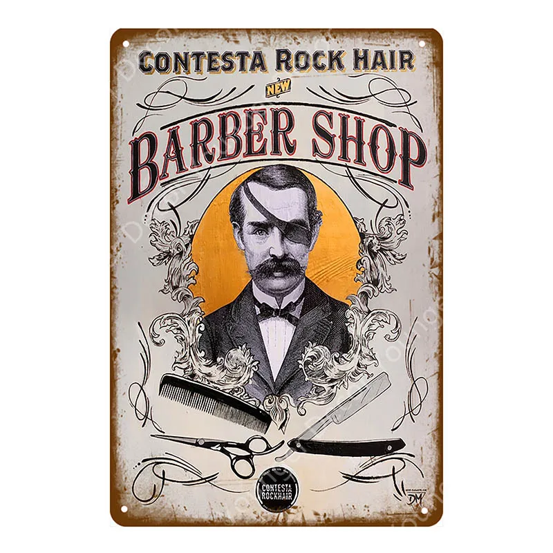 Barber Shop Metal Signs Haircuts And Shaves Advertising Decorative Board Home Wall Decor Hairdresser Gift Vintage Poster YI-165 - Цвет: YD7792BI