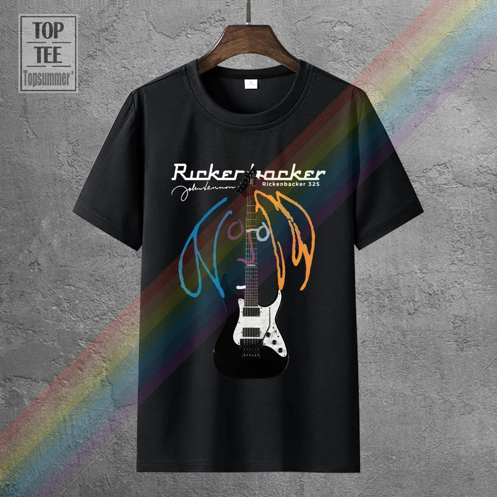 

Hot Sale Fashion 2018 John Lennon Rickenbacke Guitar T Shirt Men'S Black S Xxl100% Cotton Shirts