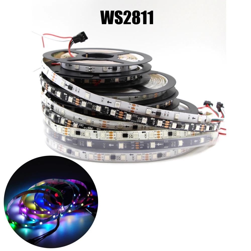 WS2811 DC 12V IP30/IP65/IP67 адресуемый RGB светильник для изменения цвета лента 1 IC УПРАВЛЕНИЕ