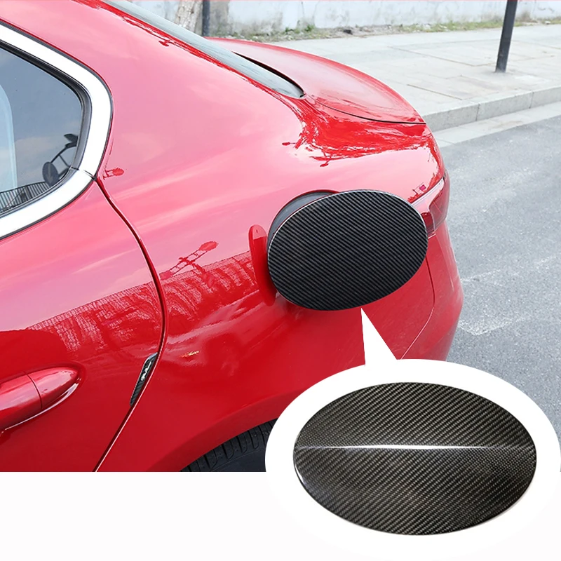 

For Alfa Romeo Giulia Carbon Fiber Car Pattern Fuel Tank Cover Patch Decorative Shell Auto Exterior Decoration Accessories