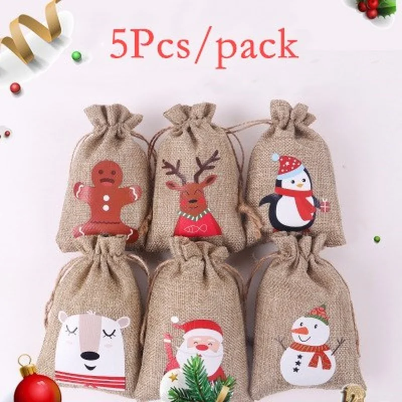 5 шт./лот новый Рождественский Подарочный пакет Санта Клаус украшение мешок для