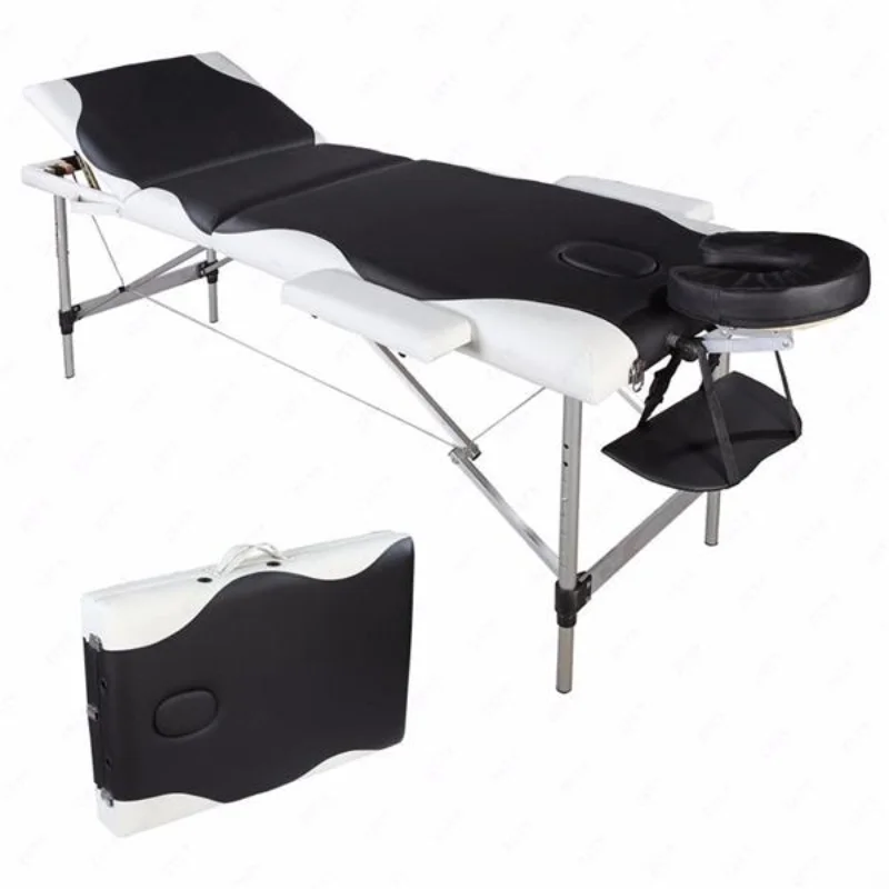 

Newer 3 Sections Lash Bed Folding Portable Aluminum Foot Beauty Massage Table 60CM Wide Black and Orange