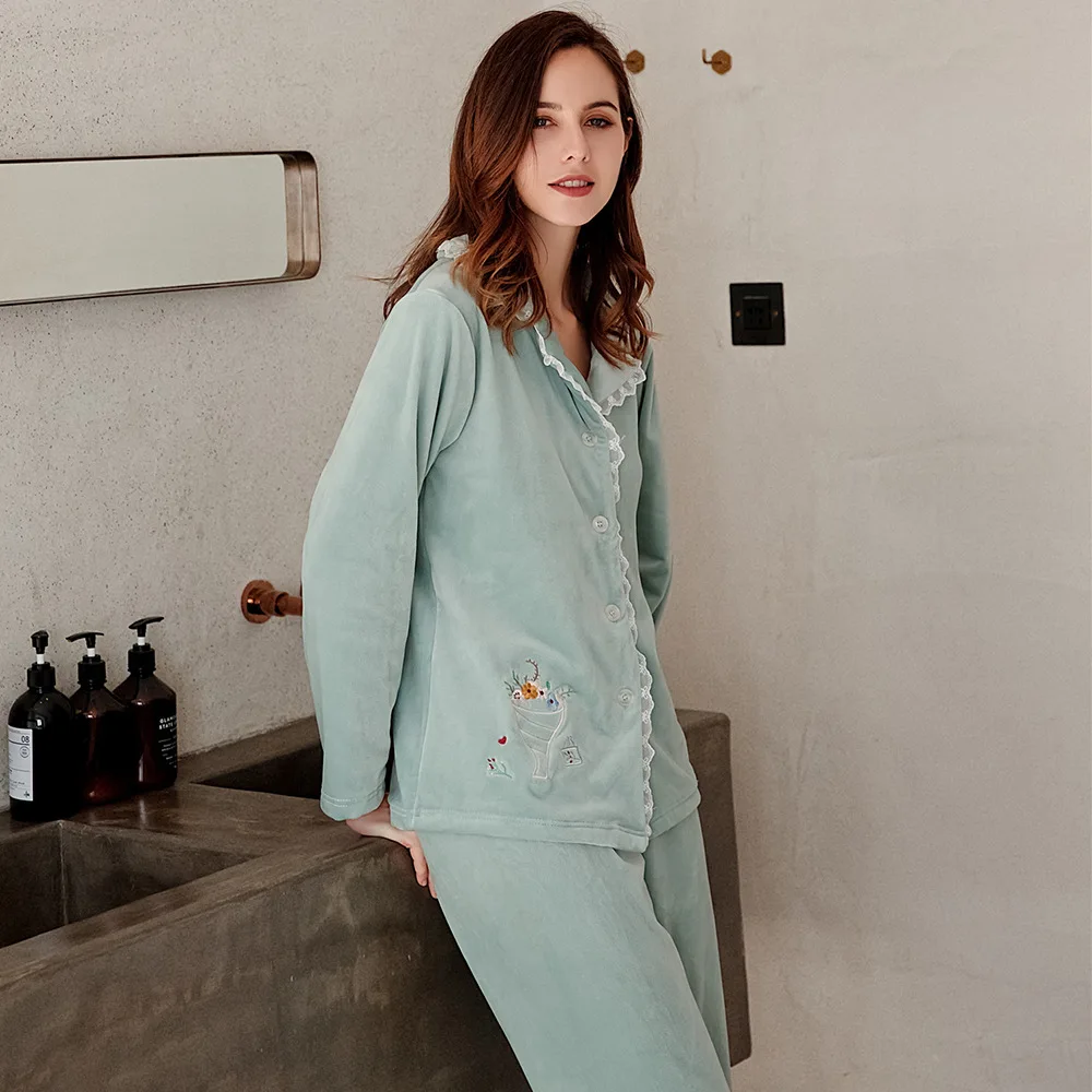 2019 осенние и зимние мягкие удобные пижамы женские домашние теплые брюки с