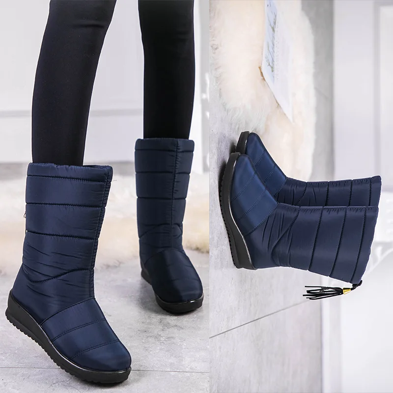 Ngouxm/Водонепроницаемые зимние сапоги Женская обувь Сапоги до середины икры
