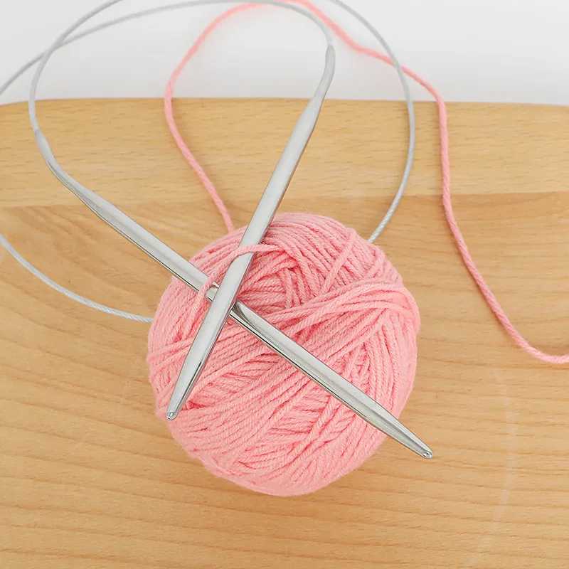 11 размеров Набор круглых вязальных спиц из нержавеющей стали женский набор для