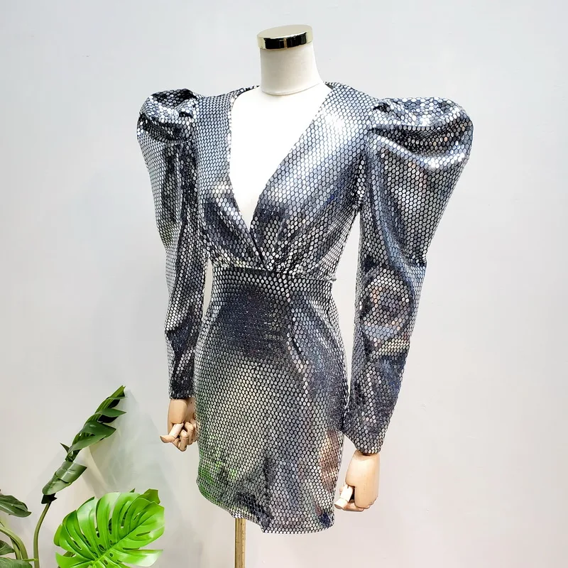 Соблазнительные Клубные роскошные серые женские Серебристые платья-карандаш с