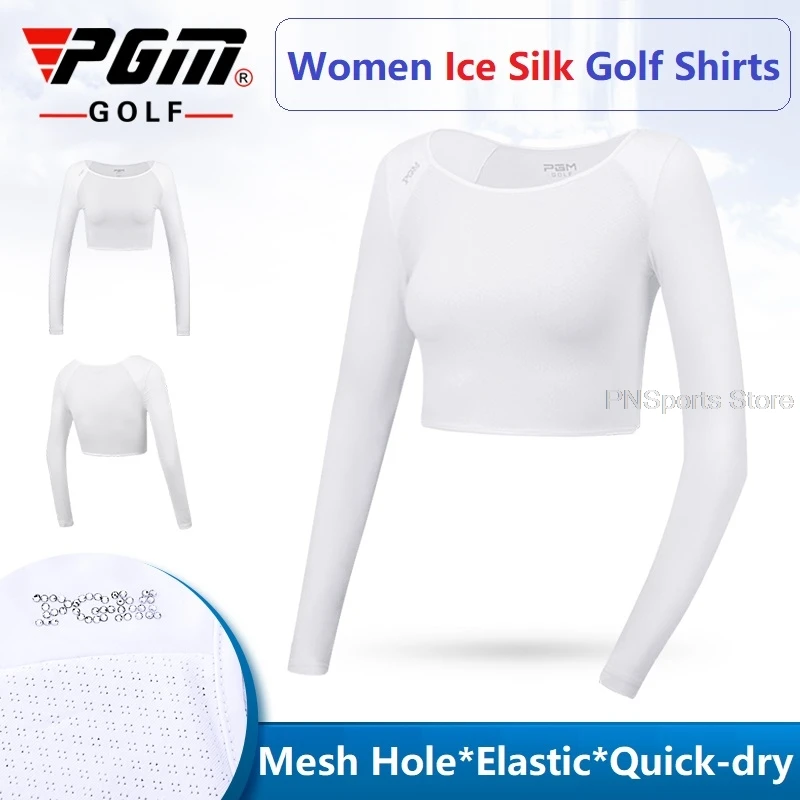 

PGM Golf Clothing Women Ice Silk Sunscreen Long-Sleeved T-Shirt Women'S Shirt Quick-Drying Slim Cropped Top Anti-Uv Sportswear