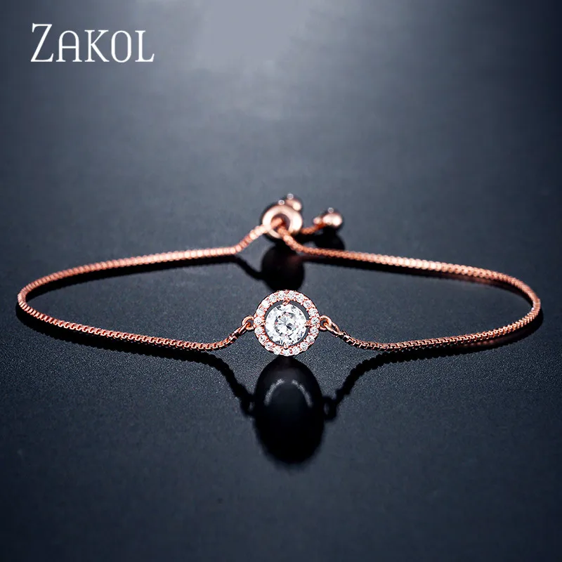 ZAKOL новый простой кубический цирконий круглая Свадебная бижутерия регулируемый