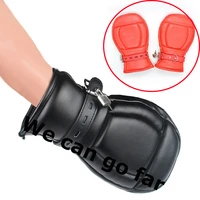 bondage mittens bdsm leather gloves dog paw padded fist mittshandcuffs for sex puppy play toys for adults
