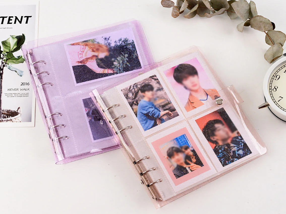 ПВХ портативный фотоальбом желе Блестящий цветной альбом для мини Instax & имя карты