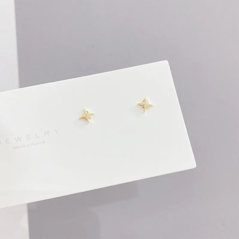

2021 New Arrival 6pcs Unique Stud Earrings for Women 14K Gold Plated Jewelry Zircon Star Earrings Set