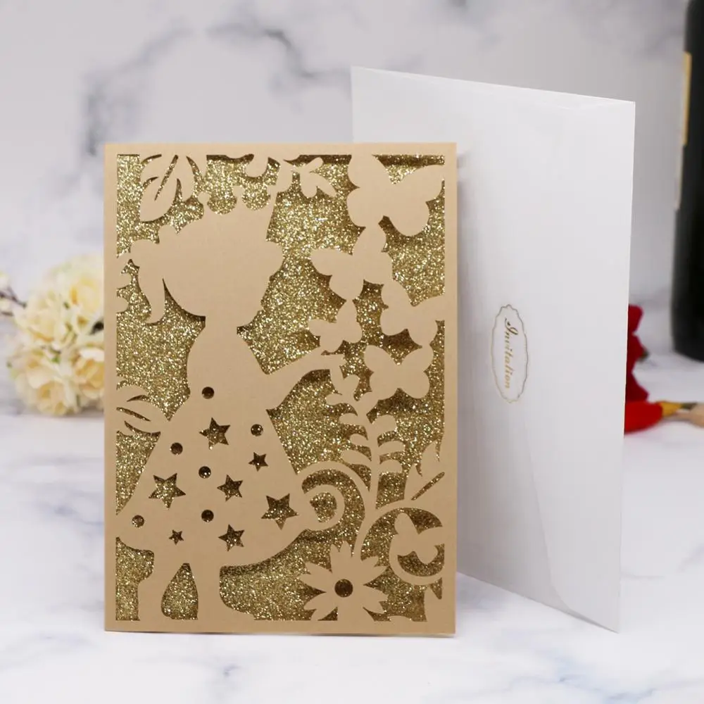 35 шт./лот Набор для дня рождения с лазерной резкой свадебная пригласительная