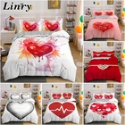 Комплект постельного белья для взрослых, с рисунком сердца, 23 шт. пододеяльник с наволочкой