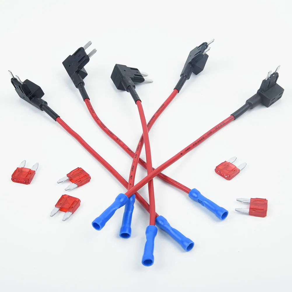

5Pcs Add A Circuit Mini Blade Fuse Splice Holder ATM APM Back Fuses Tap 12V Fuse Holders & Boxes With 5 * Mini Blades