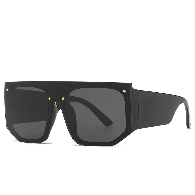 Fashion Vintage Oversized Sunglasses Women Men Luxury Brand Designer Flat Top Big Frame Sun Glasses Travel Rivet Shades UV400