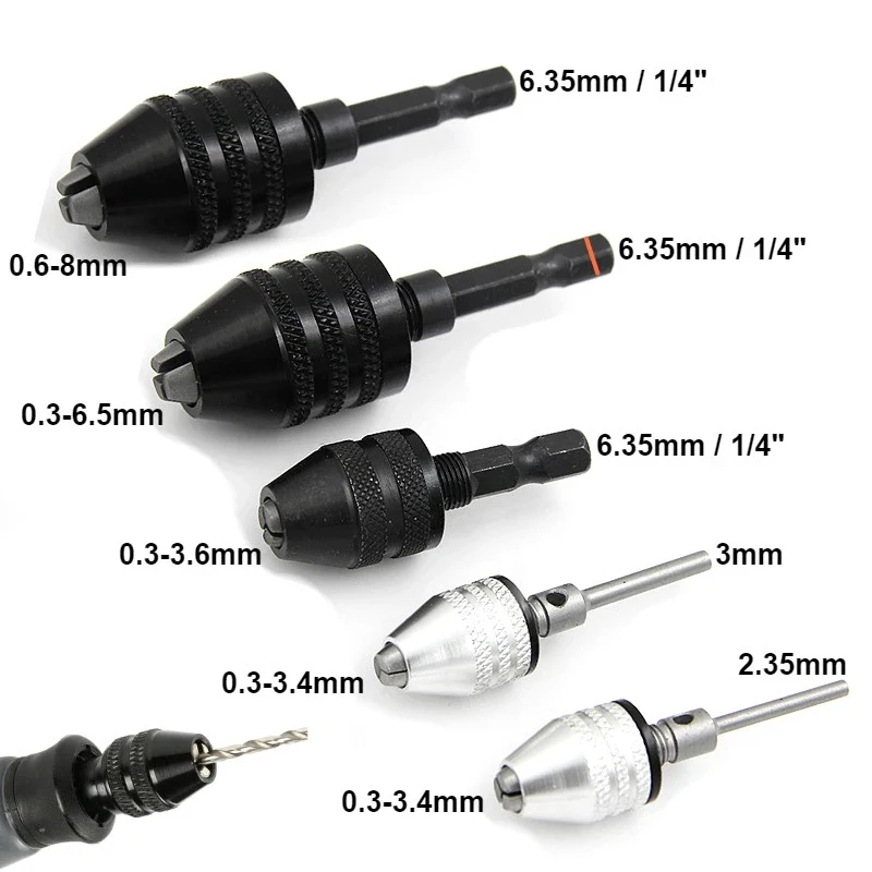 

1Pcs 0.3-8mm Keyless Drill Chuck Self-Tighten Electric Drill Bits Collet Fixture Tool Quick Change Adapter Converter Tool