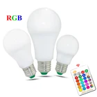 Светодиодный светильник E27 RGB 110 в 220 в с регулируемой яркостью, светодиодный светильник RGB 5 вт 10 вт 15 вт 16 цветов, изменяемый домашний светильник, лампа с дистанционным управлением