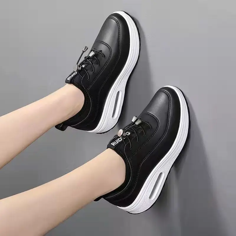 

Женская кожаная Водонепроницаемая спортивная обувь, повседневные туфли-качалки на толстой подошве, новая весенне-Осенняя обувь