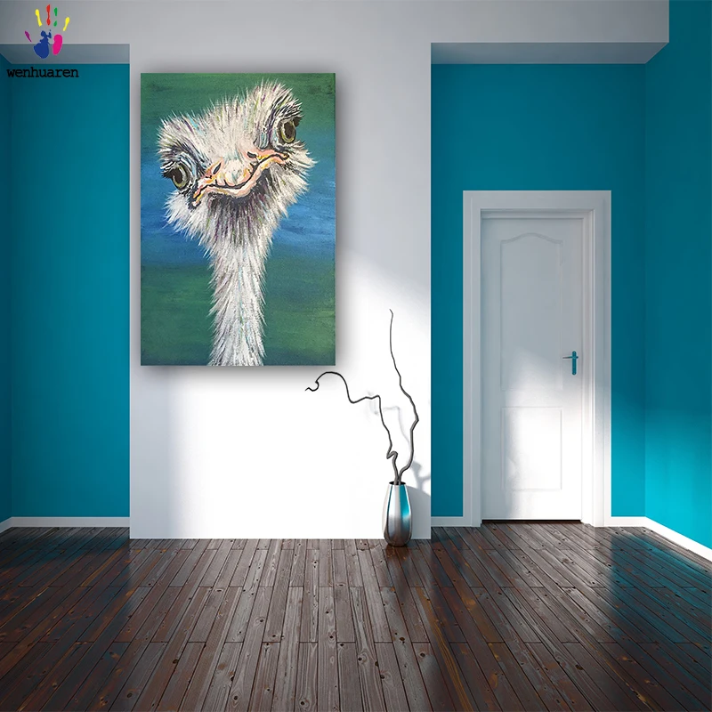 DIY картинки для раскраски по номерам с цветами Страус картина Рисование в рамке