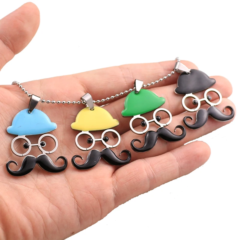 1 шт. подвеска с очками из нержавеющей стали разноцветная шапка бородой ожерелье