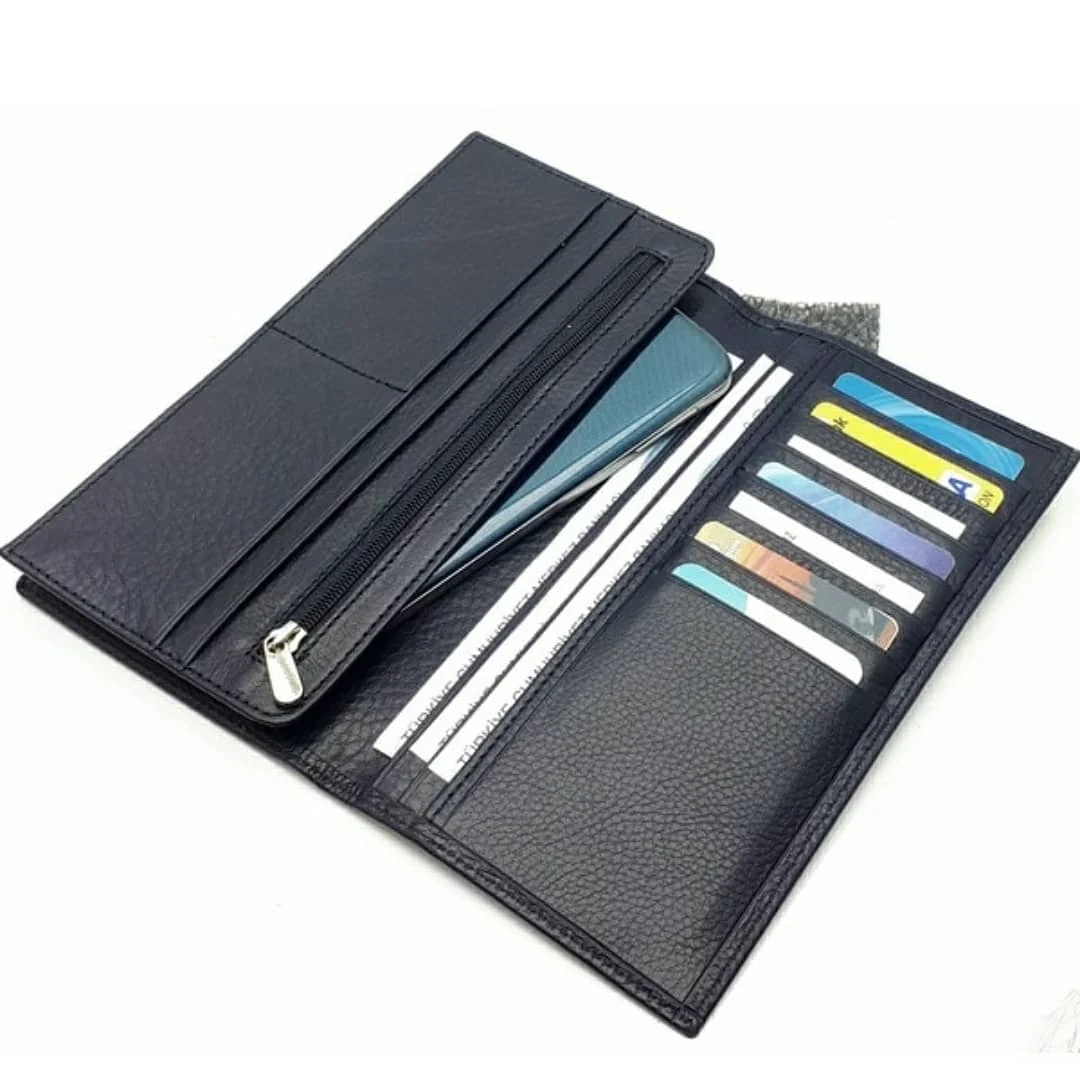 

Genuine Leather Wallet Large Size Portfolio Phone Holder Organizer