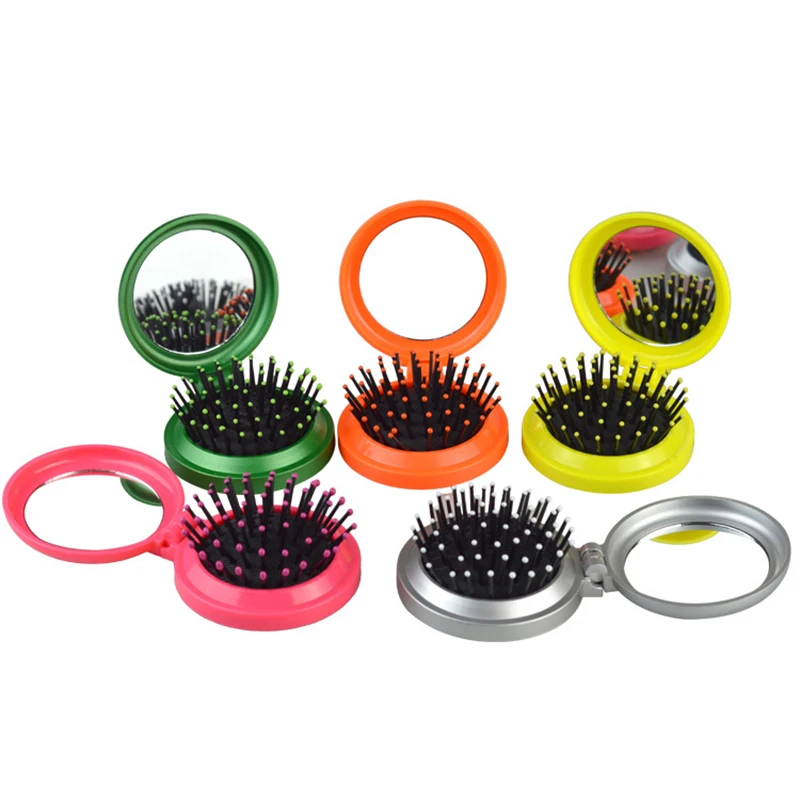 Новая Складная мини-расческа для девочек массажная круглая дорожная Щетка волос