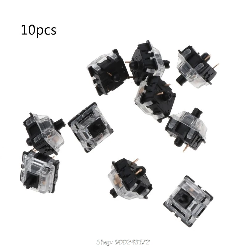 

10Pcs/pack Mechanical Keyboard Gateron MX 3 Pin Black Switch Transparent Case for Keyboard Cherry MX Compatible S30 20 Dropship