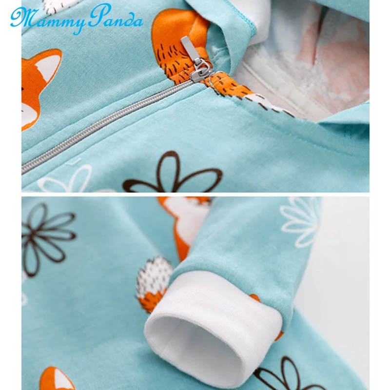 Детский комбинезон с длинными рукавами капюшоном и мультяшным лисьим животным