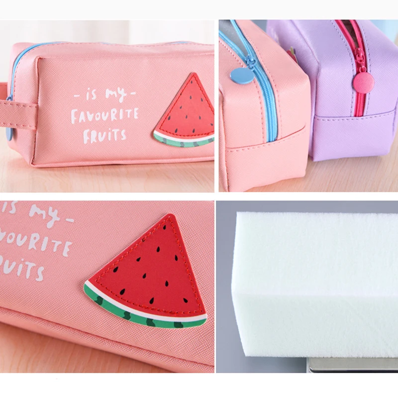 Пеналы школьные пеналы из искусственной кожи с фруктами вместительные