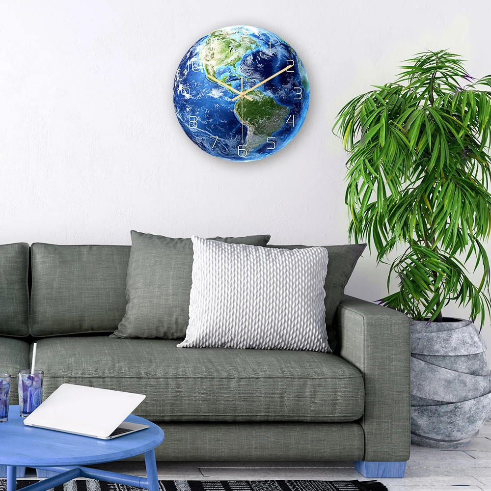 

CC023 Earth wall clock acrylic mute movement bedroom living room decorative clock