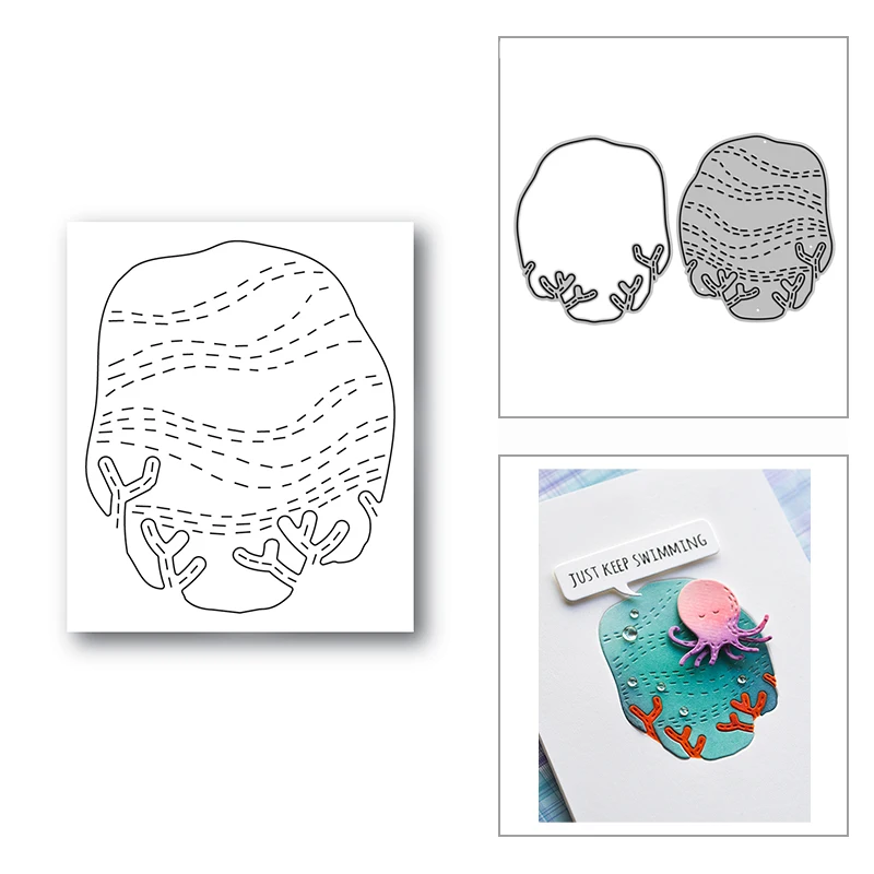 

Новинка 2021, сшитый морской пейзаж на фоне кораллов, металлические штампы для самостоятельного изготовления скрапбукинга и открыток, рельеф...