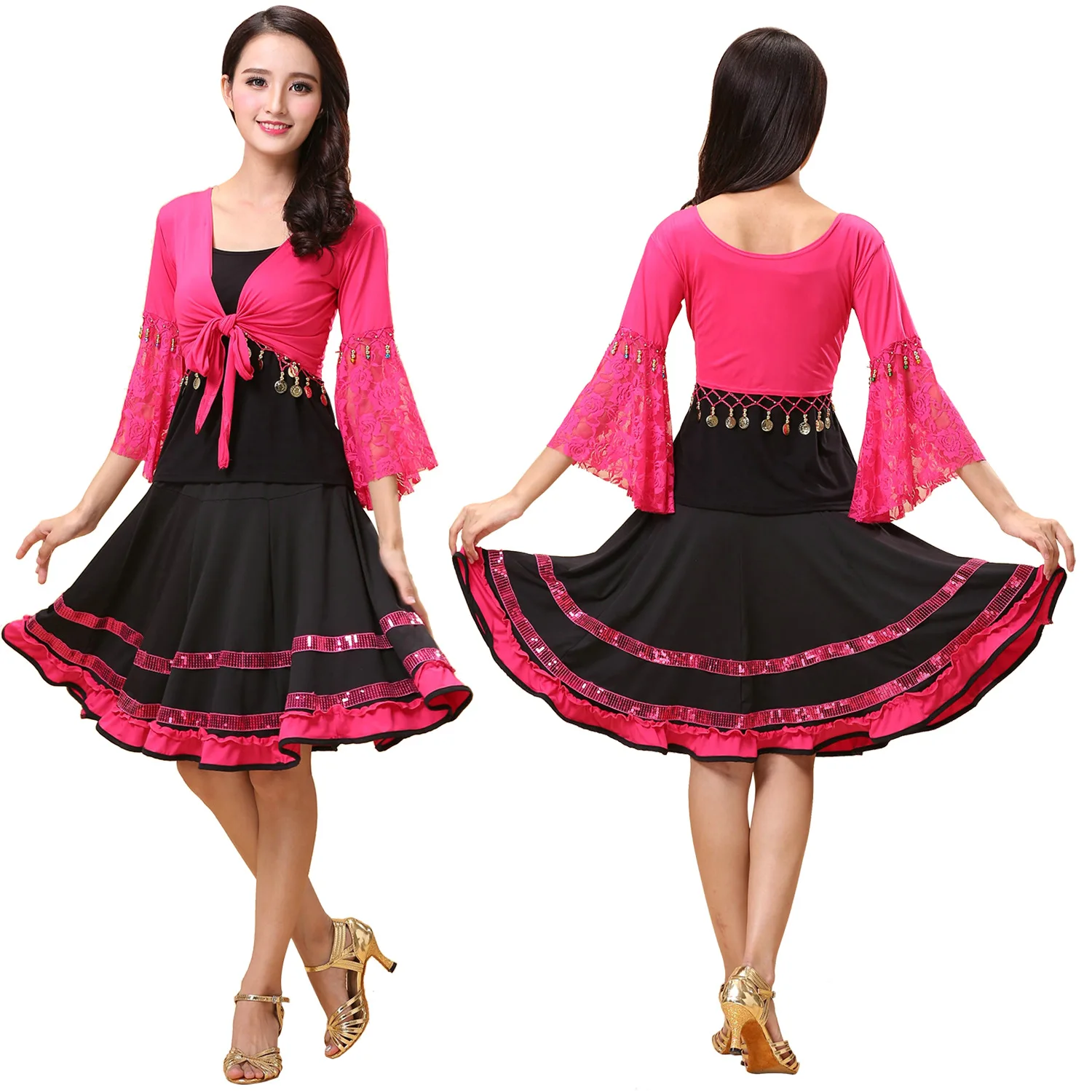 Женское платье для латиноамериканских танцев Кружевной Костюм самбы одежда
