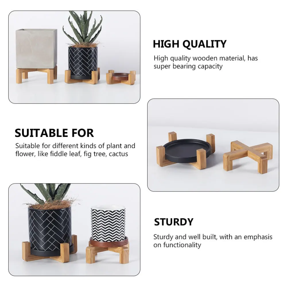 

1Pc Wood Flowerpot Rack Desktop Planter Display Stand Indoor Plant Pot Shelf